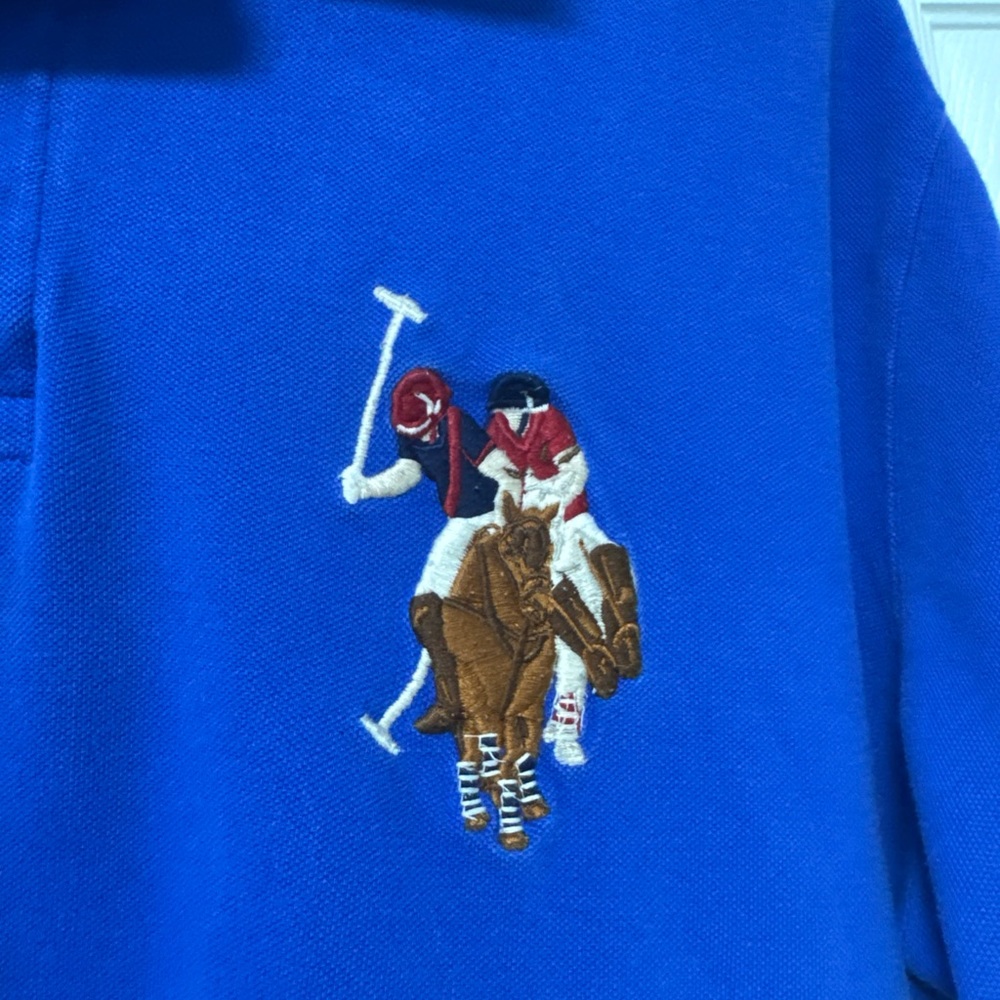 U.S. Polo Assn. Royal Blue Polo with Yellow  and Multicolor logo A25 - Picture 3 of 8